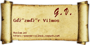 Gázmár Vilmos névjegykártya